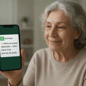 mulher idosa com notificação no whatsapp